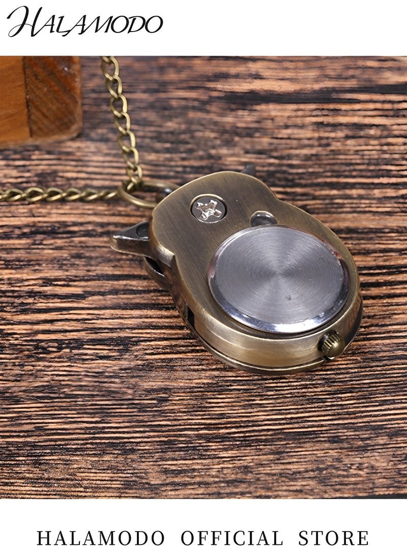 هالامودو ساعة جيب عتيقة ساعة جيب محمولة بقلادة قلادة ساعة قلادة البومة الجدة ساعة كوارتز Steampunk مع سلسلة 31.5 بوصة للنساء والرجال هدية عيد ميلاد - Image 5