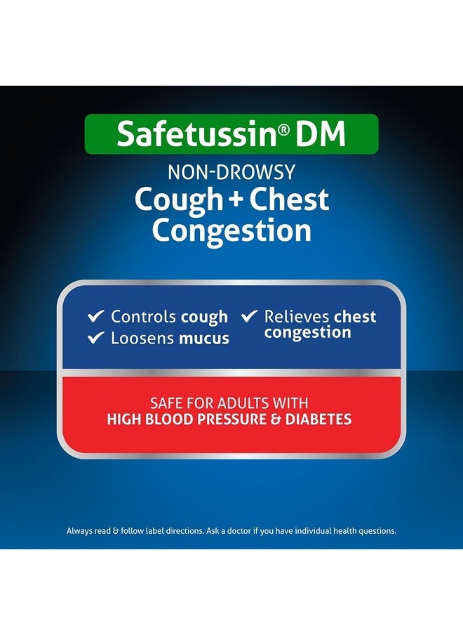 Safetussin - DM Cough + Chest Congestion, Safe for Adults with High Blood Pressure & Diabetes, 8 oz - Image 1