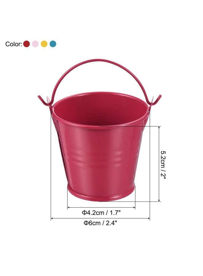 PATIKIL 2"x2" Small Metal Bucket, 4 Pack Mini Colorful Buckets Cute Candy Tiny Decorative Pails for Crafts Party Favors, Assorted Colors - Image 2