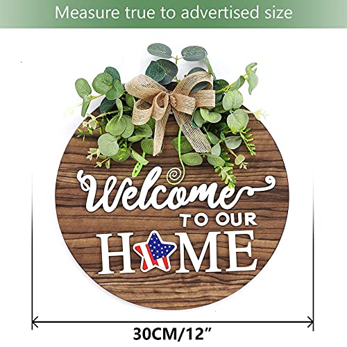 RoseCraft Interchangeable Seasonal Welcome Sign Front Door Decoration, Rustic Round Wood Wreaths Wall Hanging Outdoor, Farmhouse, Porch, for Spring Summer Fall All Seasons Holiday Halloween Christmas. - Image 3