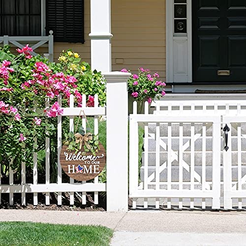 RoseCraft Interchangeable Seasonal Welcome Sign Front Door Decoration, Rustic Round Wood Wreaths Wall Hanging Outdoor, Farmhouse, Porch, for Spring Summer Fall All Seasons Holiday Halloween Christmas. - Image 5