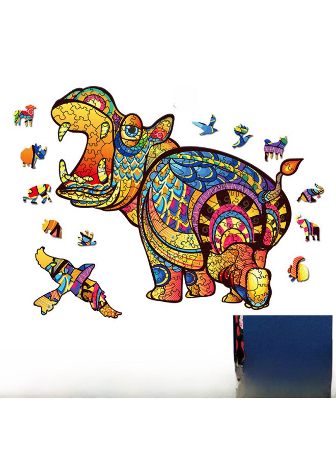 اكتشف مجموعة من الألغاز الخشبية على شكل فرس النهر ثلاثية الأبعاد على شكل حيوانات من الشركات المصنعة للألعاب الخشبية المخصصة - اللون: فرس النهر (متوسط) - Image 1