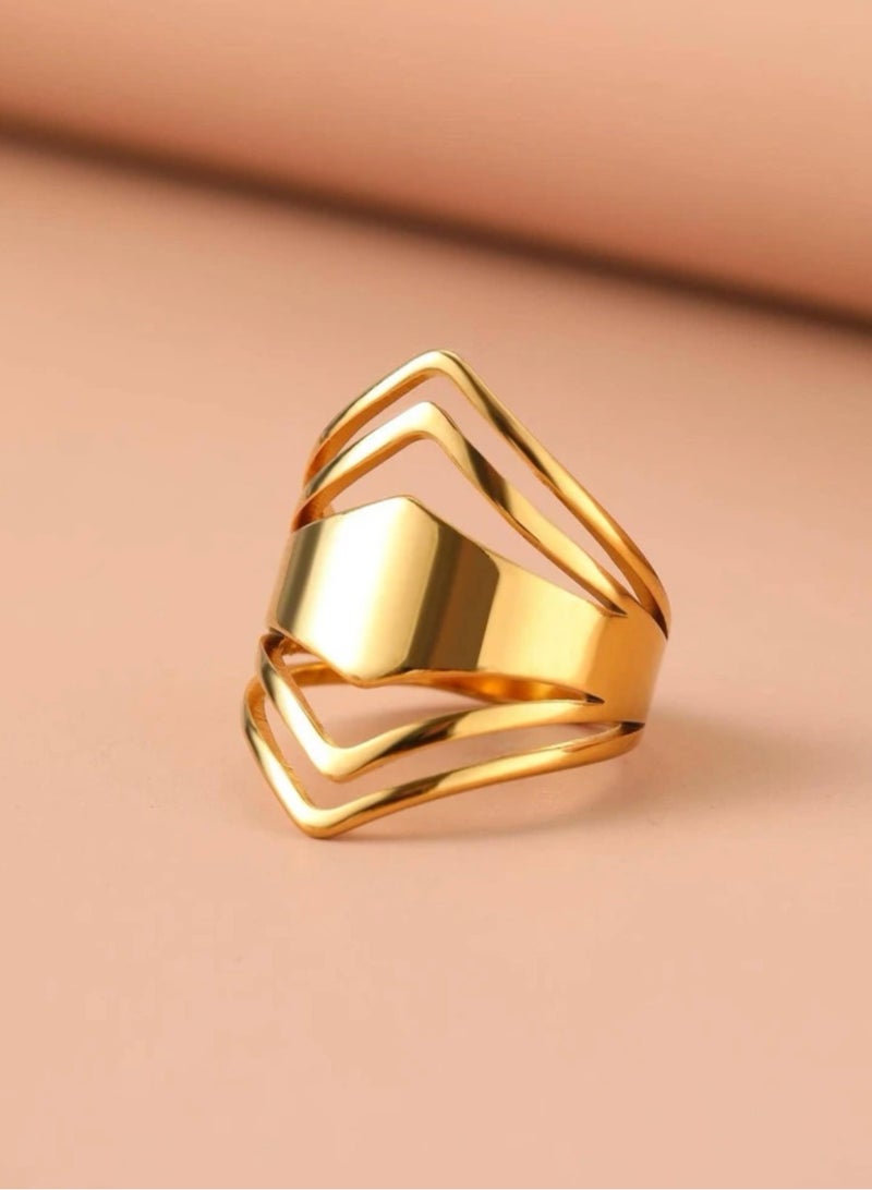 Blueline Elegant & High Quality Stainless Steel Gold Plated Ring For Women Size 6 - Image 3