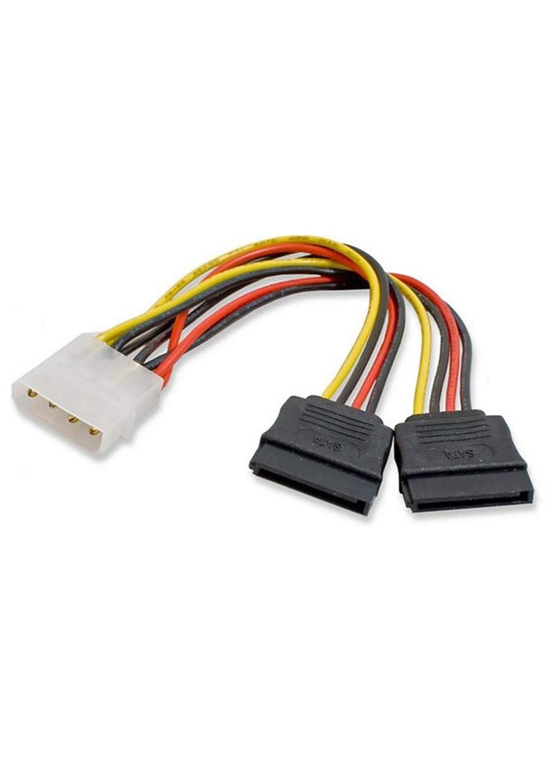 SOLDOUT SATA to IDE Power Cable 4 Pin IDE Male To 2 Port 15-Pin SATA Female Y Splitter Power Cable Connector (Double SATA) - Image 1