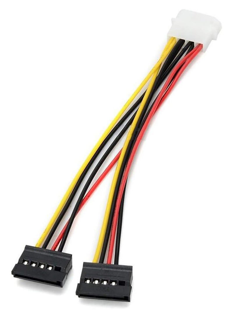 SOLDOUT SATA to IDE Power Cable 4 Pin IDE Male To 2 Port 15-Pin SATA Female Y Splitter Power Cable Connector (Double SATA) - Image 5