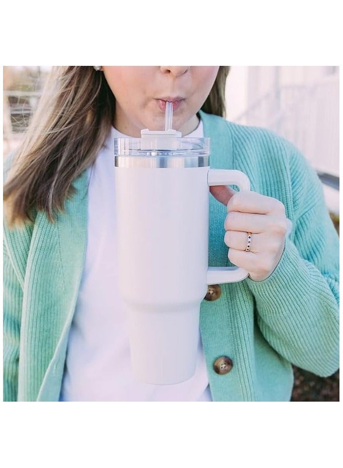 40oz Tumbler with Handle Insulated Stainless Steel Travel Coffee Mug with Straw & Lid Large Water Bottle Cup for Hot & Cold Beverages - Image 5