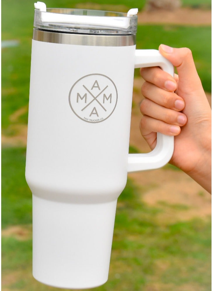 40oz Tumbler with Handle Insulated Stainless Steel Travel Coffee Mug with Straw & Lid Large Water Bottle Cup for Hot & Cold Beverages - Image 1