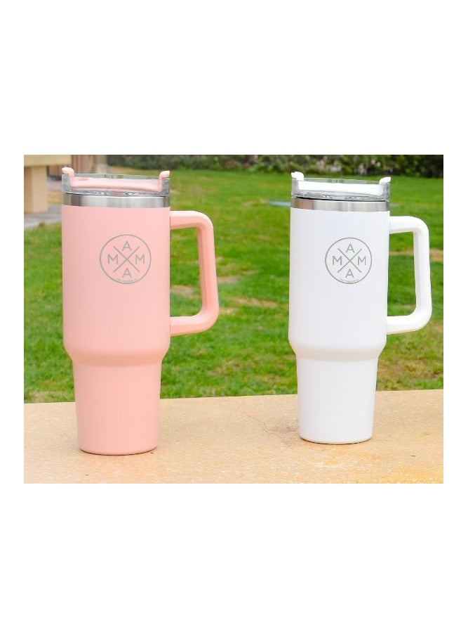 40oz Tumbler with Handle Insulated Stainless Steel Travel Coffee Mug with Straw & Lid Large Water Bottle Cup for Hot & Cold Beverages - Image 2