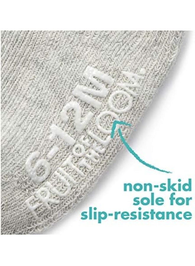 Fruit of the Loom Baby 6-Pack All Weather Crew-Length Socks, Mesh & Thermal Stretch - Unisex, Girls, Boys (12-24 Months, Grey) - Image 4