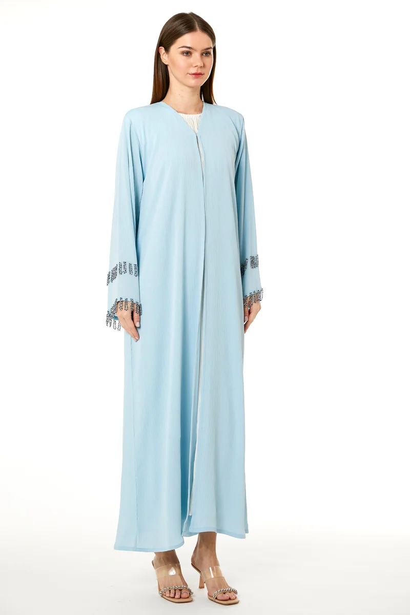Moistreet Embellished Crew Neck Abaya