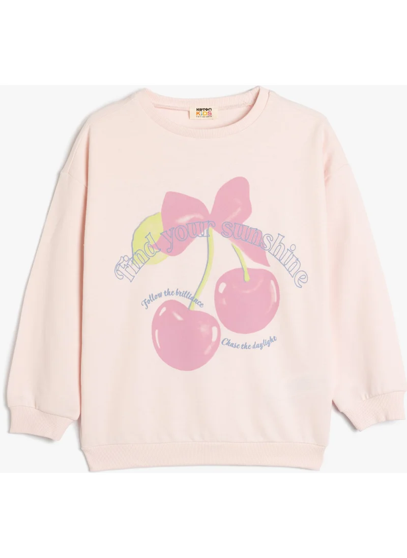 KOTON Sweatshirt Long Sleeve Cat Printed Crew Neck Cotton