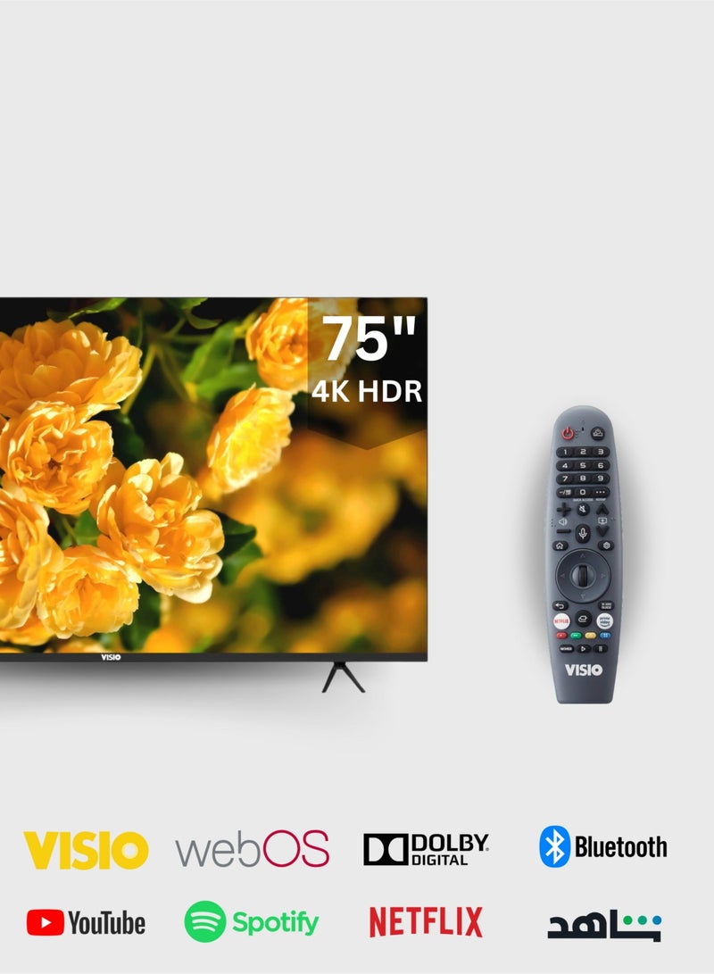 فيسيو فيزيو تلفزيون مقاس 75 بوصة بدون إطار بدقة 4K WebOS مع جهاز استقبال قمر صناعي - مع ميجيك ريموت - Image 2