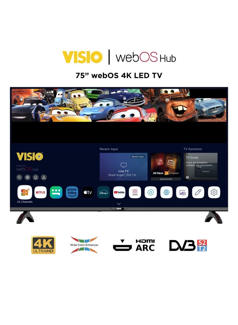 VISIO 75 Inch 4K UHD Smart TV, Powered by WebOS, Magic Remote with Voice Control, Free Wall Bracket - Black [75VSSU3webOS] - Image 1