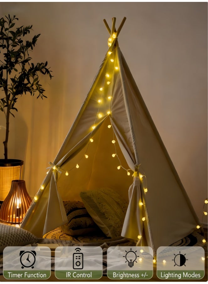 Globe Fairy Lights Battery Operated 33ft 80LED String Lights with Remote Waterproof Indoor Outdoor Hanging Decorative Christmas Lights for Home Party Patio Garden Wedding - Image 4