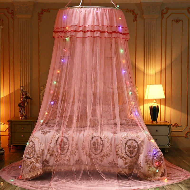 Dome Ceiling Mosquito Net Floor Princess Self-Propelled Mosquito Net Round Ceiling Mosquito Net Installation-Free Factory - Image 3