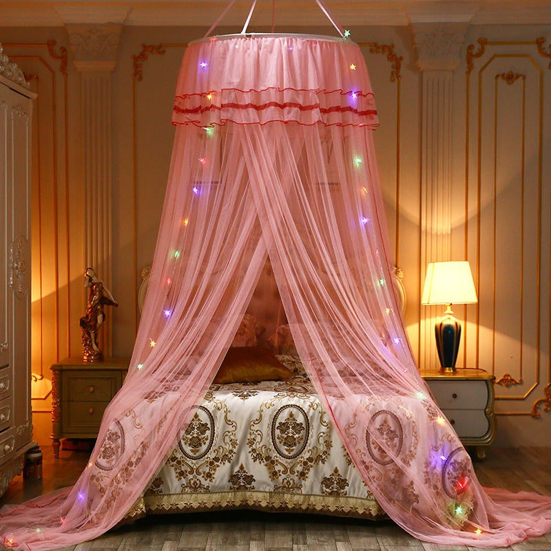 Dome Ceiling Mosquito Net Floor Princess Self-Propelled Mosquito Net Round Ceiling Mosquito Net Installation-Free Factory - Image 2