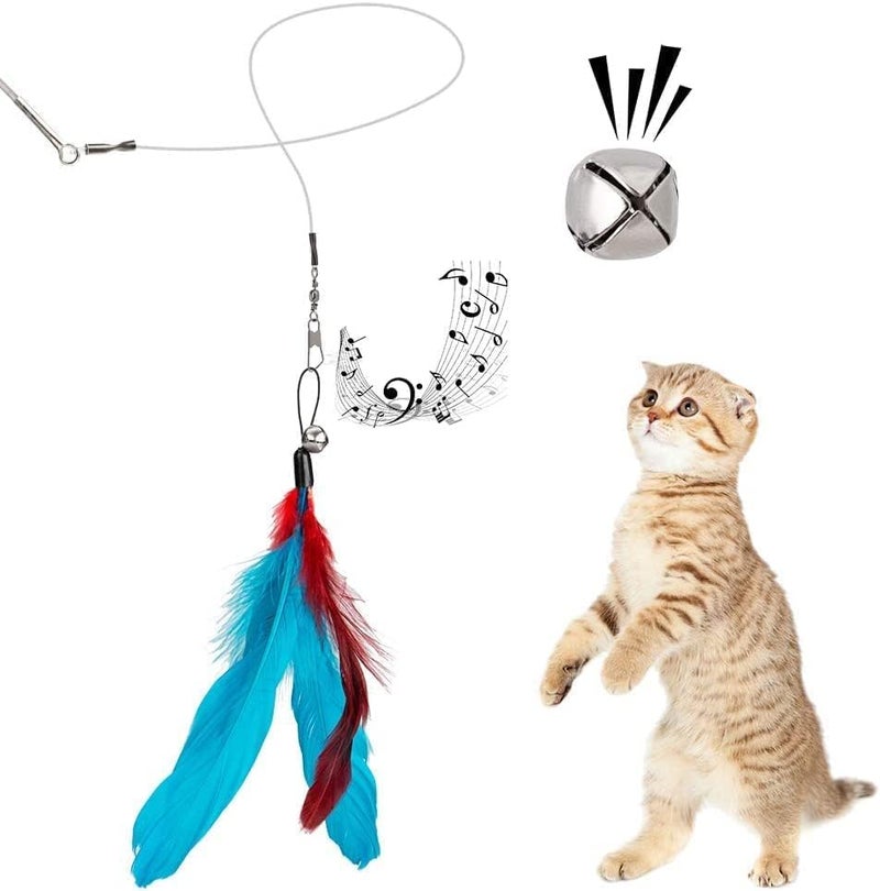 Cat Toys Feather Toy Set - 2PCS Retractable Wand and 10PCS Replacement Teasers with Bells - Image 4