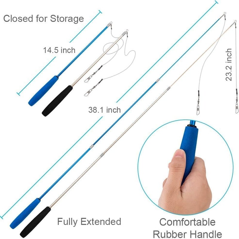 Cat Toys Feather Toy Set - 2PCS Retractable Wand and 10PCS Replacement Teasers with Bells - Image 2