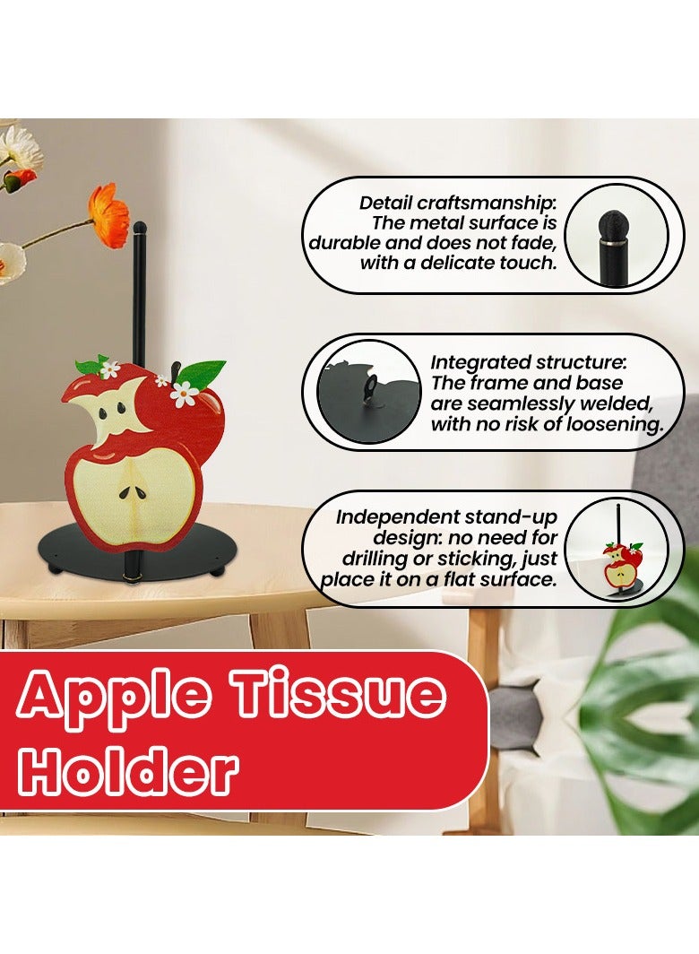 general Apple-Shaped Tissue Holder Fun-Shaped Dining Table Storage Metal Craft Item Desktop Decor Home Napkin Holder - Image 5