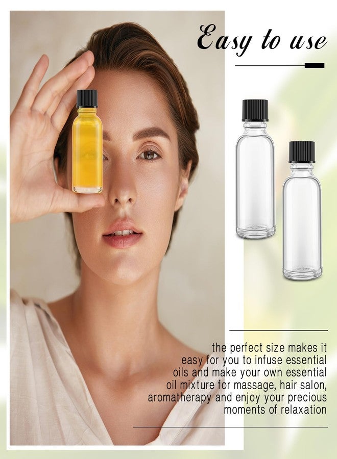 Hsei 1 oz Glass Bottle with Black Cap Clear Sample Boston Round Bottle Small Glass Containers with Lids and Funnel Chalk Labels Pen for Vanilla Extract Essential Oils(72 Pcs, 6 Sheet) - Image 3