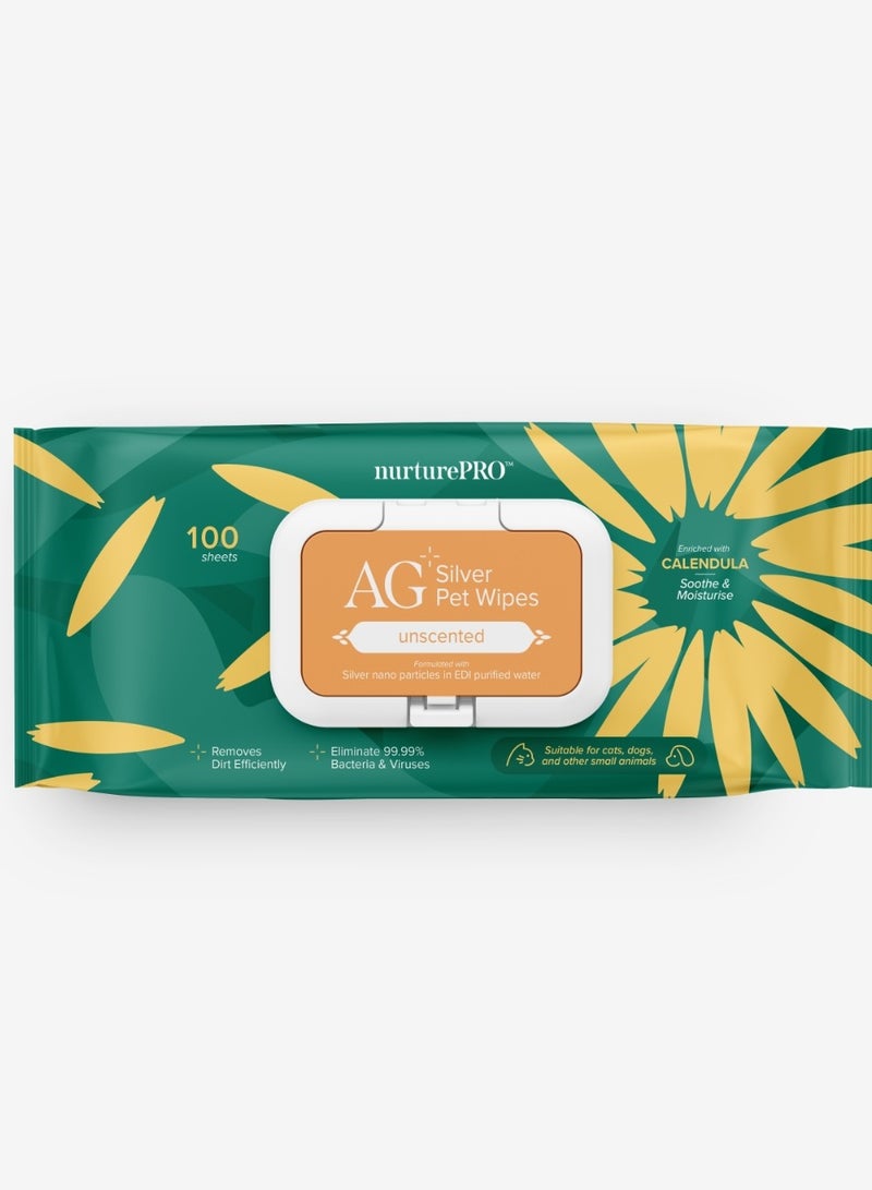 Naturepro AG+Silver Pet Wipes Unscented 100s