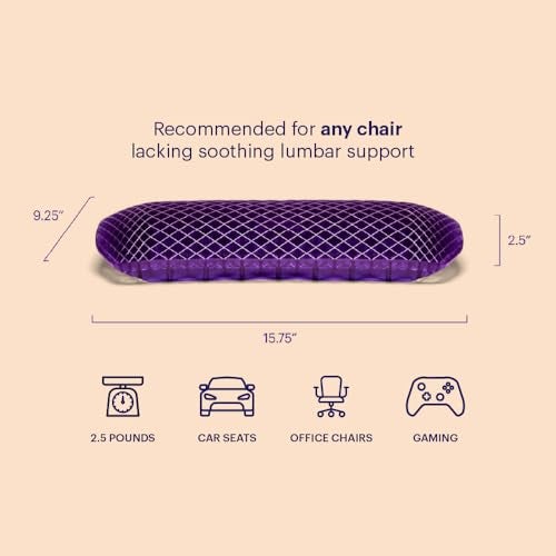 Purple Back Cushion | Pressure Reducing Grid Designed for Ultimate Comfort | Designed for Chairs, Gaming, and Travel | Made in The USA - Image 2