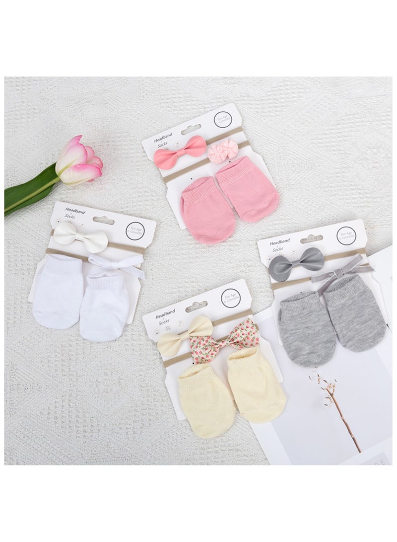 D'Daniela Savannah Ribbon Bow Headband and Socks Set - Grey - Image 1