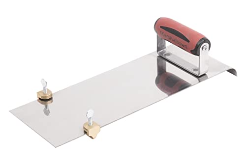 Marshalltown Stainless Steel Hand Edger with Adjustable Groover, Concrete, Curved, 14 Inch by 5 Inch, 1/2 Inch Edger Radius, 1/2 Inch Bit Depth, DuraSoft Handle, Made in The USA, 3489D - Image 1