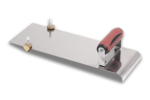 Marshalltown Stainless Steel Hand Edger with Adjustable Groover, Concrete, Curved, 14 Inch by 5 Inch, 1/2 Inch Edger Radius, 1/2 Inch Bit Depth, DuraSoft Handle, Made in The USA, 3489D - Image 2
