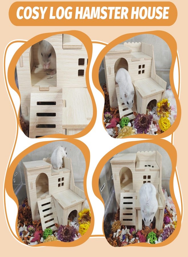 Highland Farms Select Hamster House, Tiny House with Slide House, Double-Decker Hut, Hamster Cage Accessories, Small Animal Habitat Decor for Small Hamster - Image 5