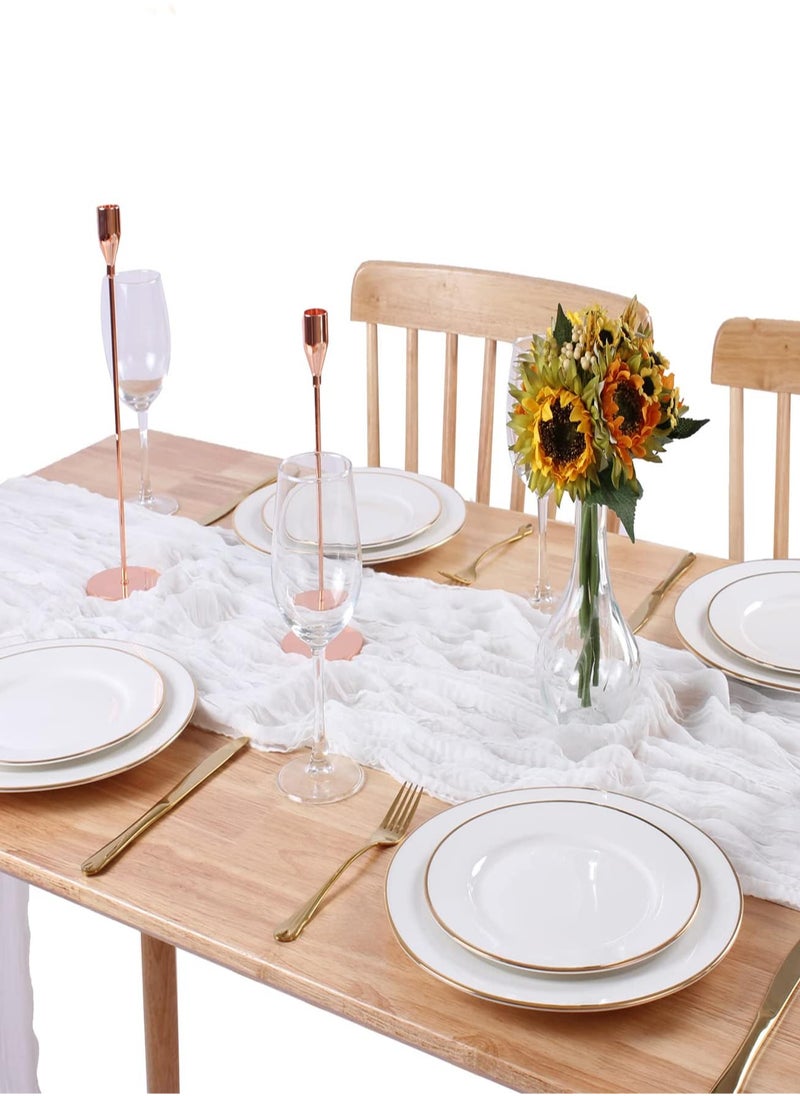 Generic A Bohemian style wrinkled long table mat fabric, used for wedding receptions, wedding showers, holiday party decorations, white  - Image 2