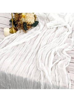 Generic A Bohemian style wrinkled long table mat fabric, used for wedding receptions, wedding showers, holiday party decorations, white  - Image 3