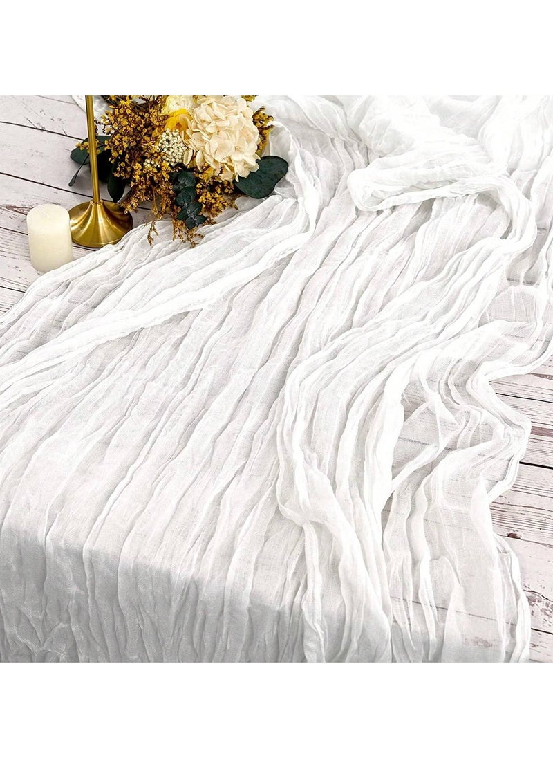 Generic A Bohemian style wrinkled long table mat fabric, used for wedding receptions, wedding showers, holiday party decorations, white  - Image 3
