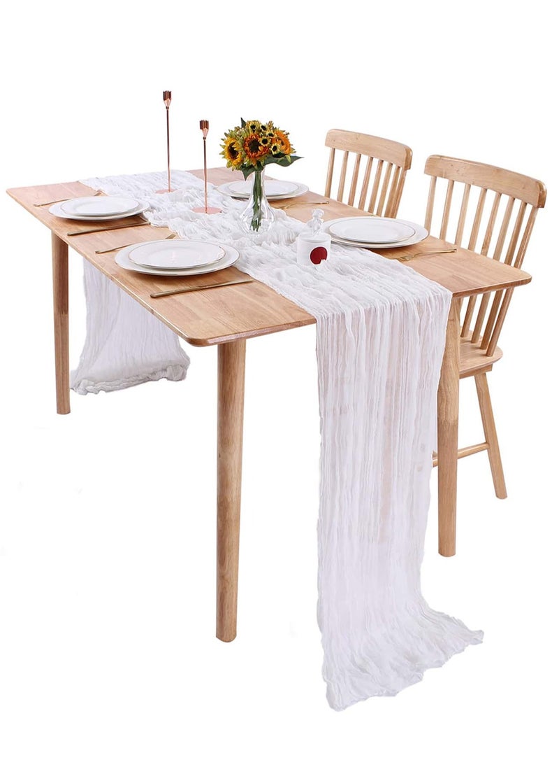 Generic A Bohemian style wrinkled long table mat fabric, used for wedding receptions, wedding showers, holiday party decorations, white  - Image 5