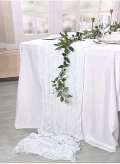 Generic A Bohemian style wrinkled long table mat fabric, used for wedding receptions, wedding showers, holiday party decorations, white  - Image 4