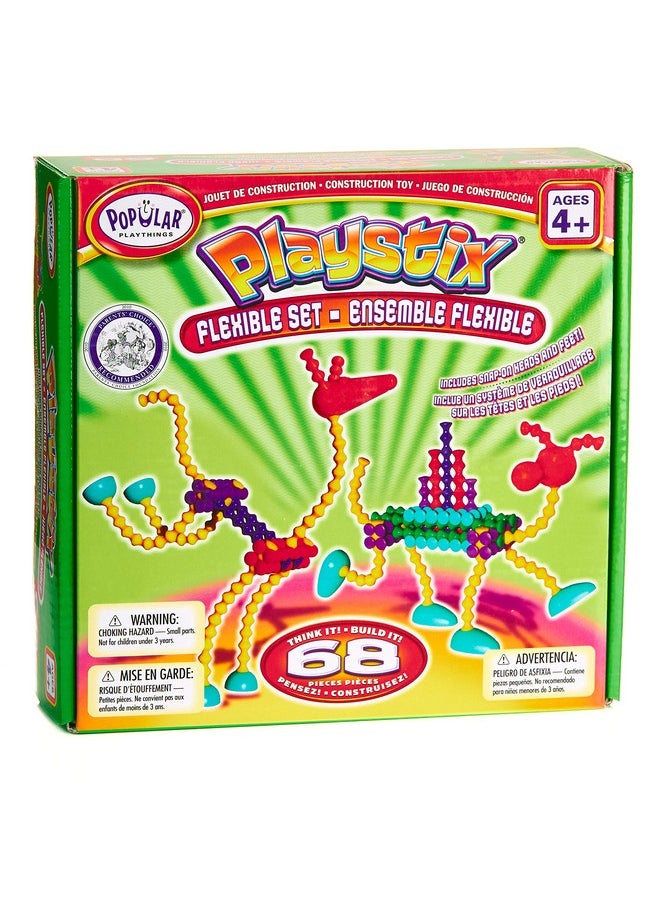 Popular Playthings Playstix Flexible Set Construction Toy Building Blocks 68 Piece Kit  - Image 1