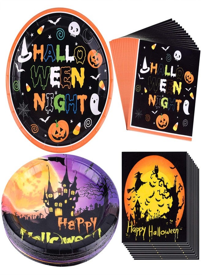 KUUQA Halloween Party Supplies Included 48 Pcs 9 Inch Paper Plates 48 Pcs Luncheon Napkins for Halloween Party Decorations - Image 1