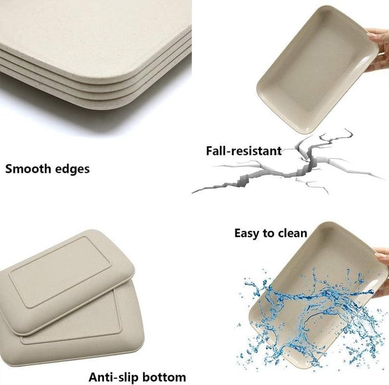 DPT Enterprises Unbreakable Wheat Straw & Bamboo Fiber Snack Plates| Eco-Friendly,Lightweight & Reusable Perfect for Noodels, Snacks, Appetizers, Salads, and Fries, Momos (Beige, Pack of 6 (S)) - Image 3