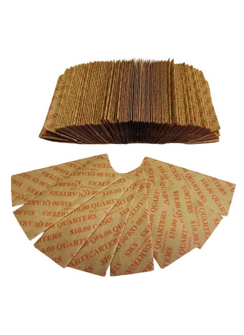 1000 Pcs Flat Quarters Coin Wrappers Rolls - Made In Usa - Bundle Of 1000 Quarter Coin Sleeves - Aba-Standard Colored Durable Made Of Kraft Paper