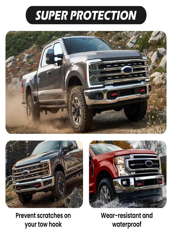 TECHPICCO Tow Hooks Covers for Ford Super Duty F250 F350 F450 2017-2025 Compatible with Ford Super Duty F250 F350 F450 Accessories 2017-2025 (Red) - Image 4