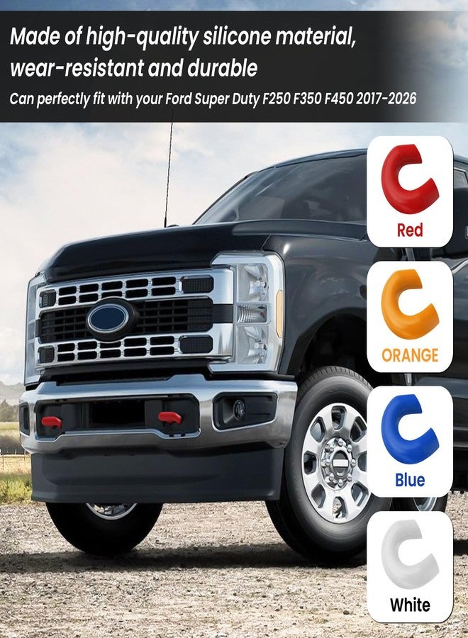 TECHPICCO Tow Hooks Covers for Ford Super Duty F250 F350 F450 2017-2025 Compatible with Ford Super Duty F250 F350 F450 Accessories 2017-2025 (Red) - Image 3