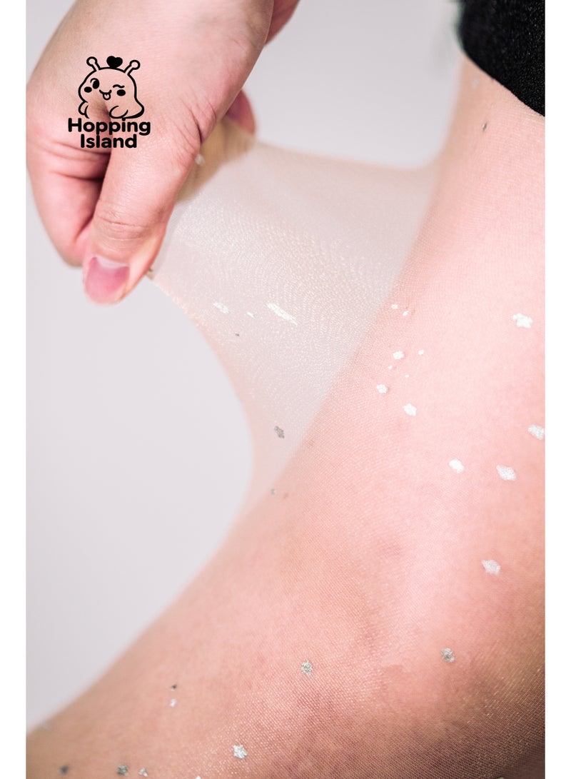 Hopping Island HI Moonlight Ultra Sheer Nude Tights for Women Starry Glitter Sequin Pantyhose Sparkle Shiny Fashion Hosiery - Image 1