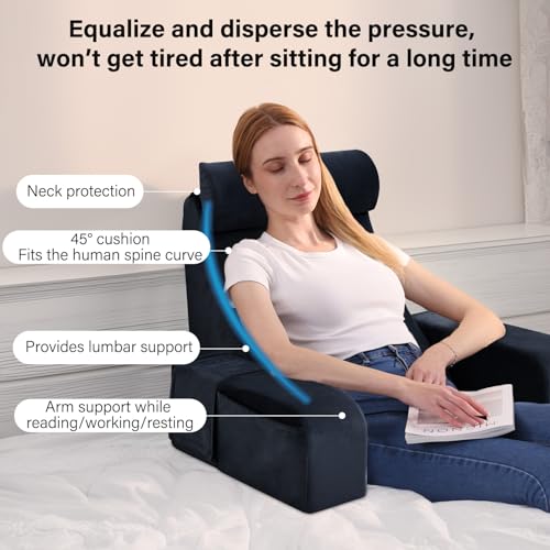 ENITYA Back Pillow for Bed Sitting up, 19" Reading Pillow for Sitting in Bed Adult, Back Support Pillow with Arms for Watching TV/Reading/Gaming/Resting, Medium(Black) - Image 2
