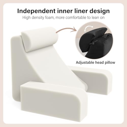 ENITYA Back Pillow for Bed Sitting up, 19" Reading Pillow for Sitting in Bed Adult, Back Support Pillow with Arms for Watching TV/Reading/Gaming/Resting, Medium(Black) - Image 4