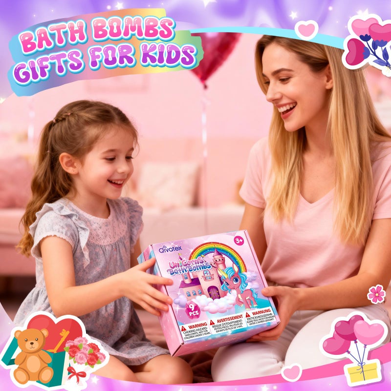 Qivatex Unicorn Bath Bombs For Kids Girls With Toys Surprise Inside  Girls Valentines Day Gifts  Birthday Gifts Ideas Easter Gifts For Girl Easter Basket Stuffers Egg Fillers - Image 2
