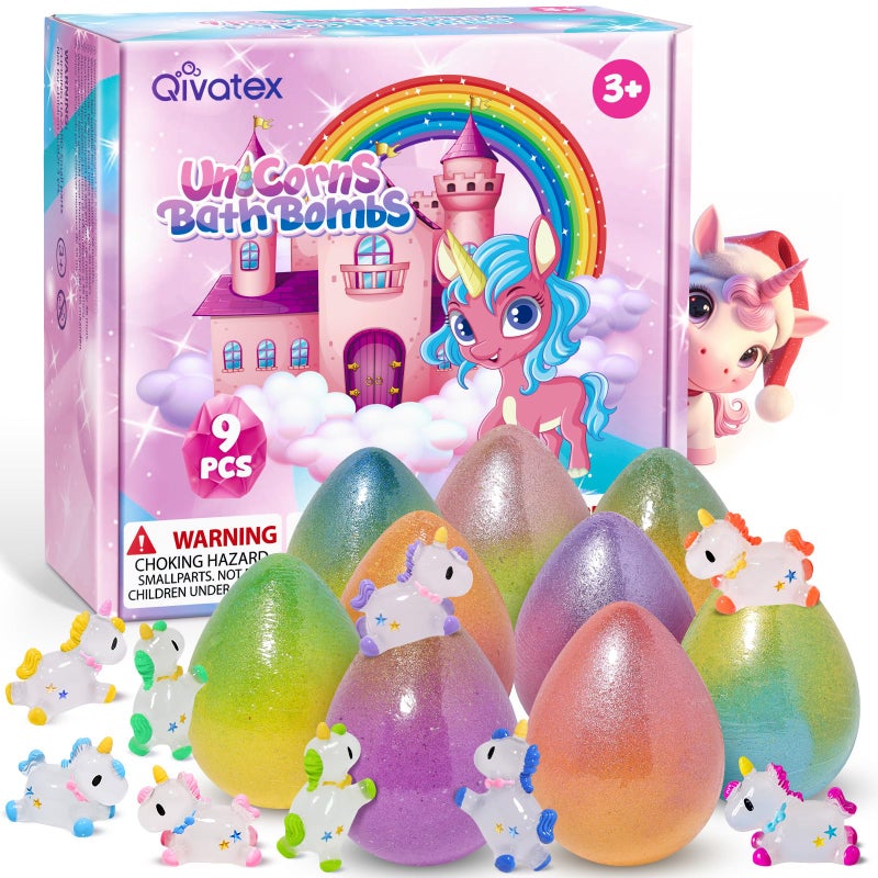 Qivatex Unicorn Bath Bombs For Kids Girls With Toys Surprise Inside  Girls Valentines Day Gifts  Birthday Gifts Ideas Easter Gifts For Girl Easter Basket Stuffers Egg Fillers - Image 1