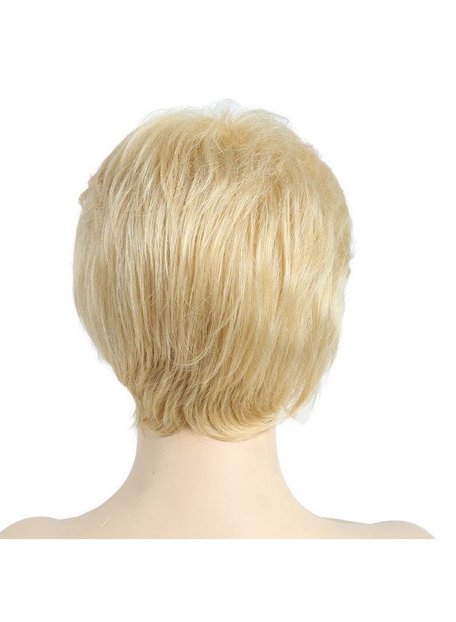 SYXLCYGG Short Blonde Wig Old Lady Wigs Short Wig Ladies Wavy Synthetic Older Womens Hair Wigs Fluffy Full But Very Thin Only 2.7 Oz Free Wig Cap - Image 5