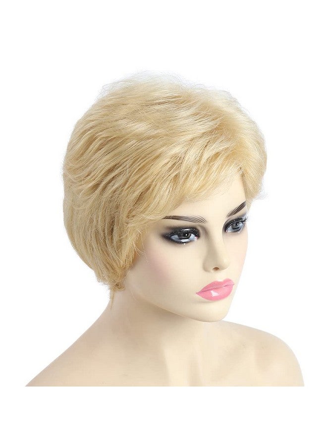 SYXLCYGG Short Blonde Wig Old Lady Wigs Short Wig Ladies Wavy Synthetic Older Womens Hair Wigs Fluffy Full But Very Thin Only 2.7 Oz Free Wig Cap - Image 2
