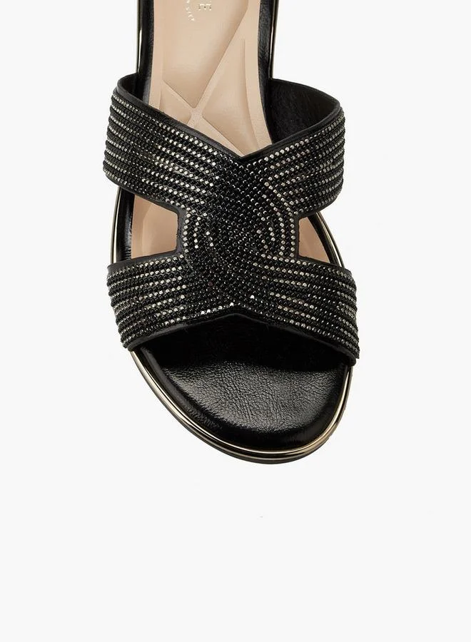 Celeste BLACK Women Stone Embellished Slide Sandals for Women | Best Price UAE
