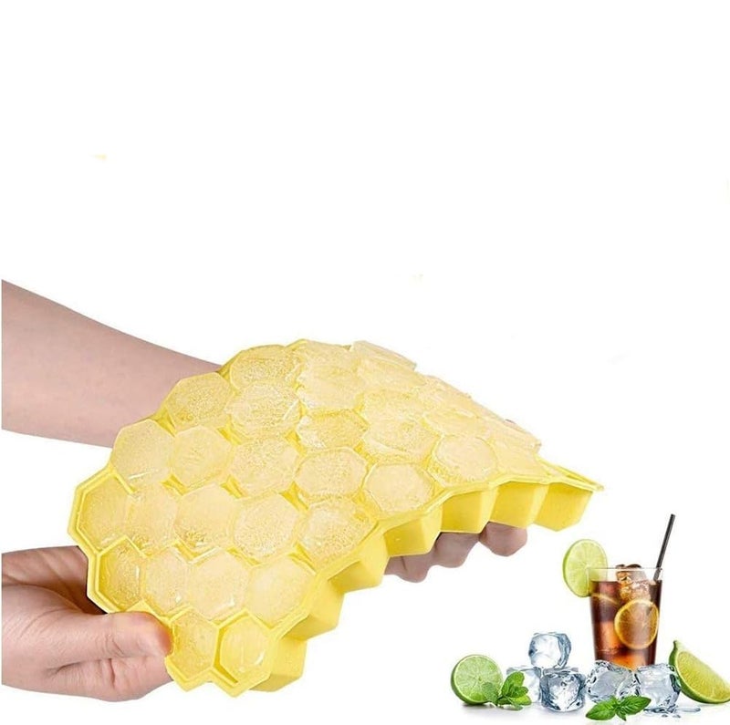 KWQAP Honeycomb Ice Cube Tray Silicone Ice Cube Tray Small Ice Cube Molds with Ice Bucket for Whiskey Cocktail Coffee Soup Baby Food Multicolor - Image 2